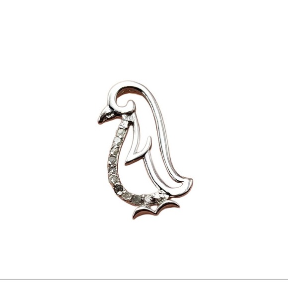 Sterling Silver Diamond Penguin Pendant Marked "MO 925" - Picture 3 of 4
